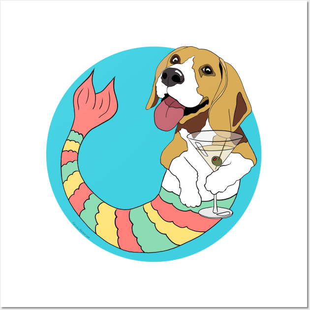 Quincy the Beagle Mermutt Wall Art by abrushwithhumor